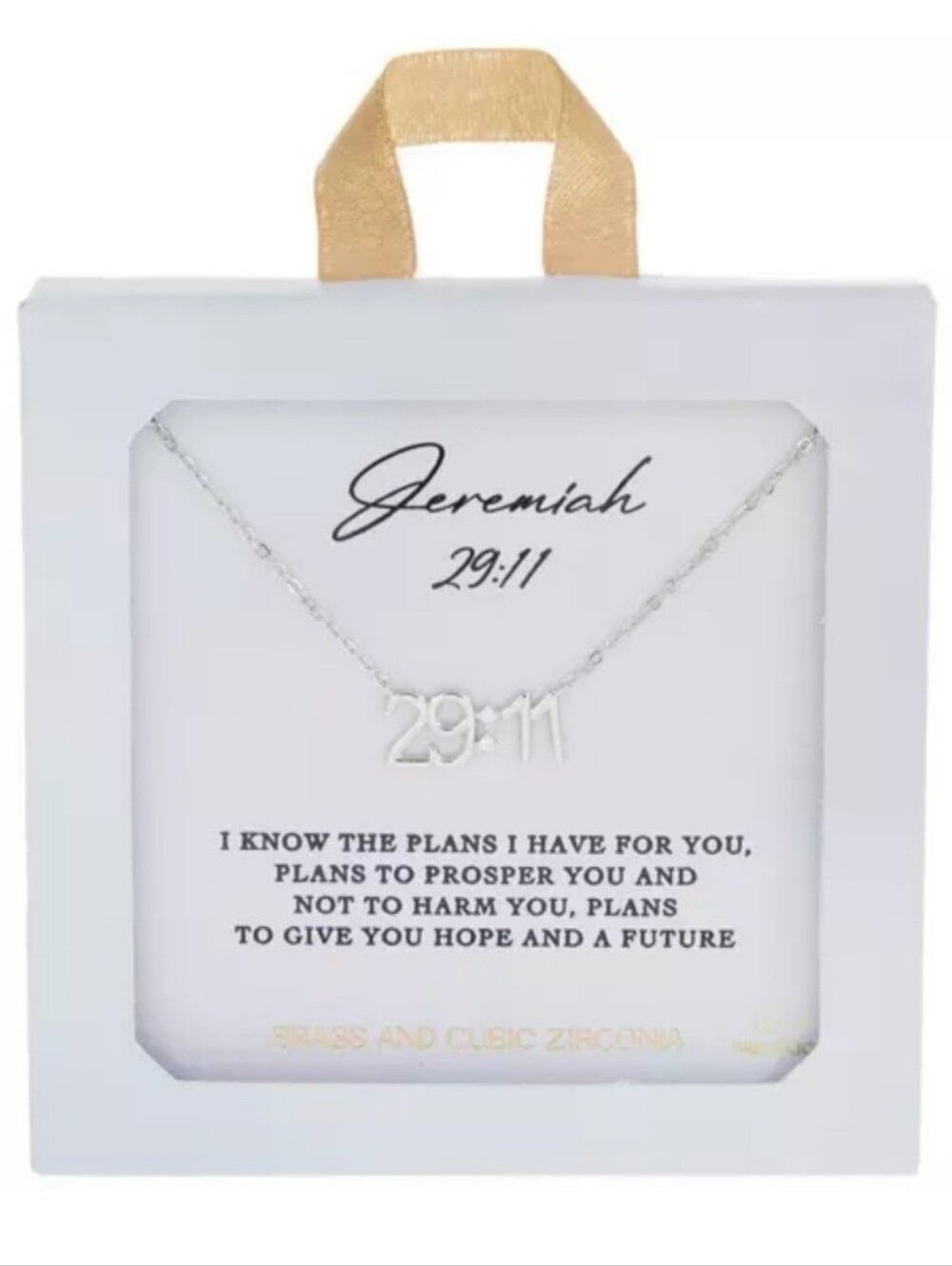 Jeremiah 29:11 CZ Scripture Bible Verse Necklace 16"